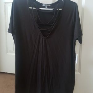Black strappy v-neck